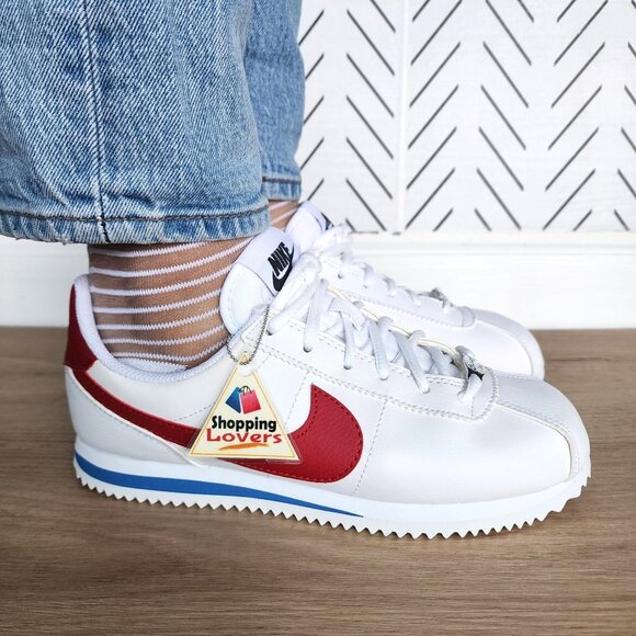 ❤️Nike Cortez Basic SL GS 5.5Y Big Kids Shoes Retro White Red Sneaker 904764-103 - Picture 3 of 12